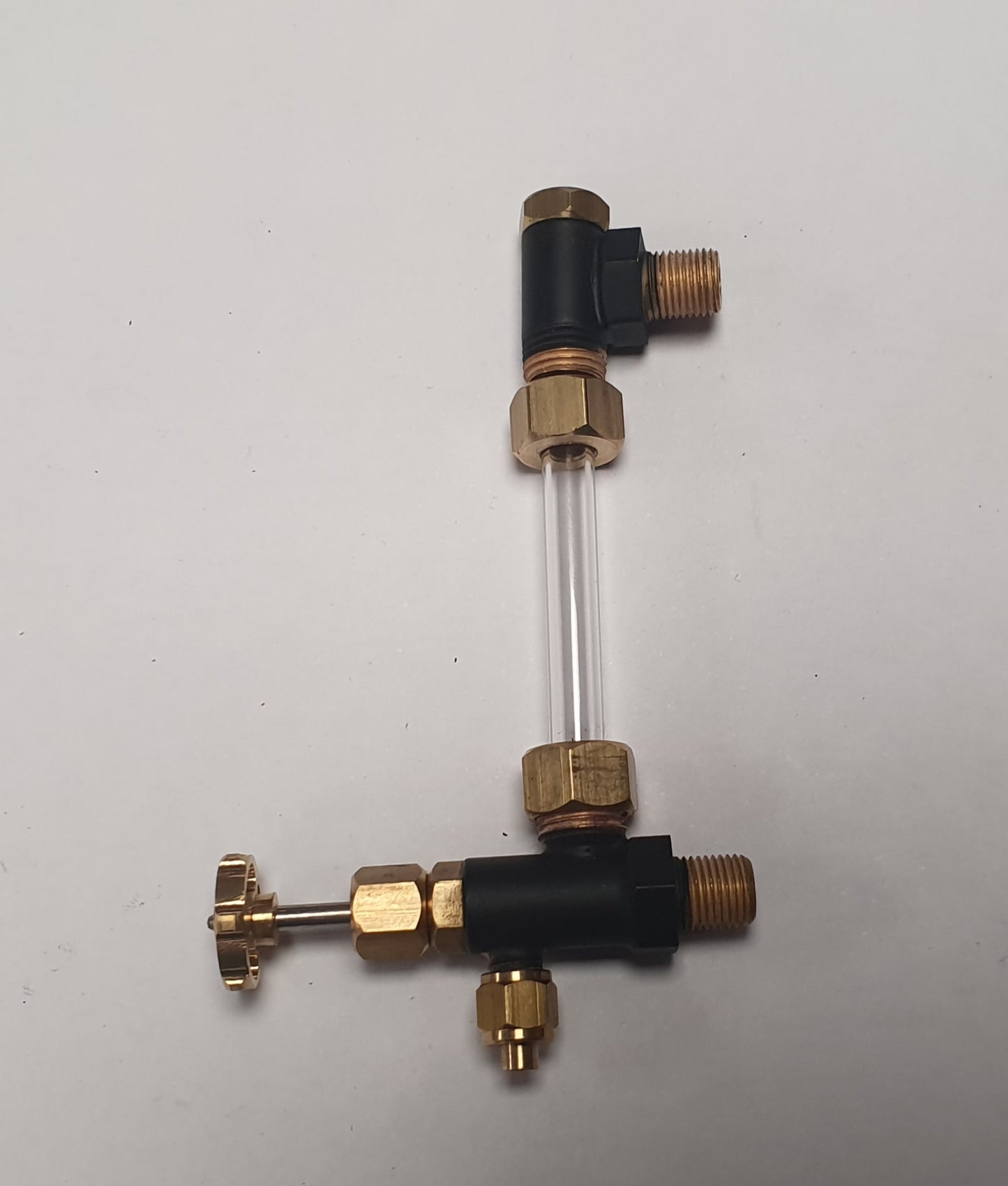 Tony Green Steam Fittings : 1/4" x 40 tpi Water sight glass with drain. G224A