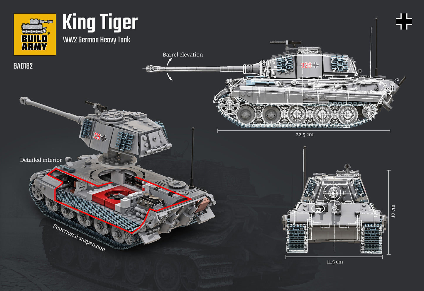 King Tiger (Tiger ll) Grey - 1145pcs - B0182