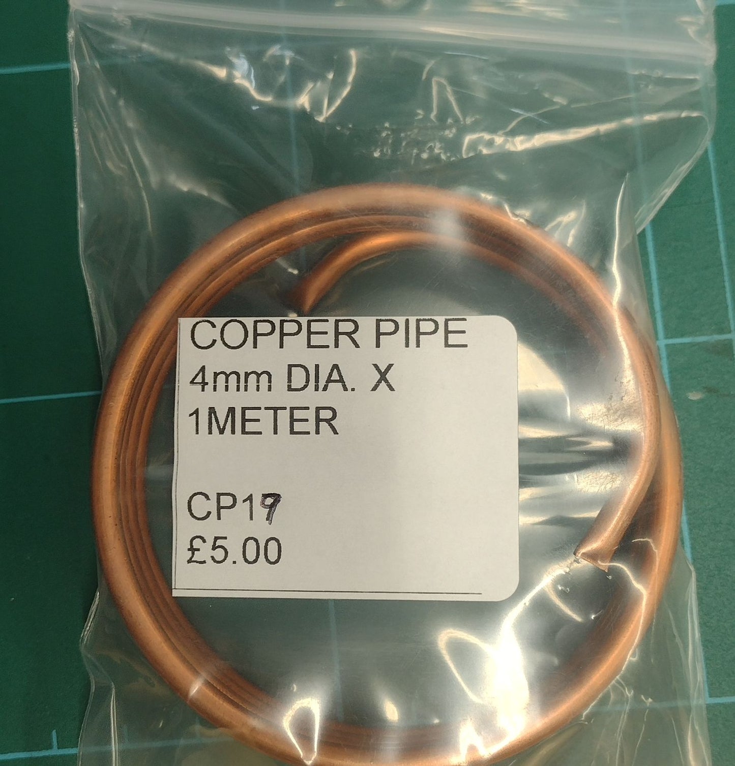 Tony green steam fittings. Copper tube. 4mm CP19