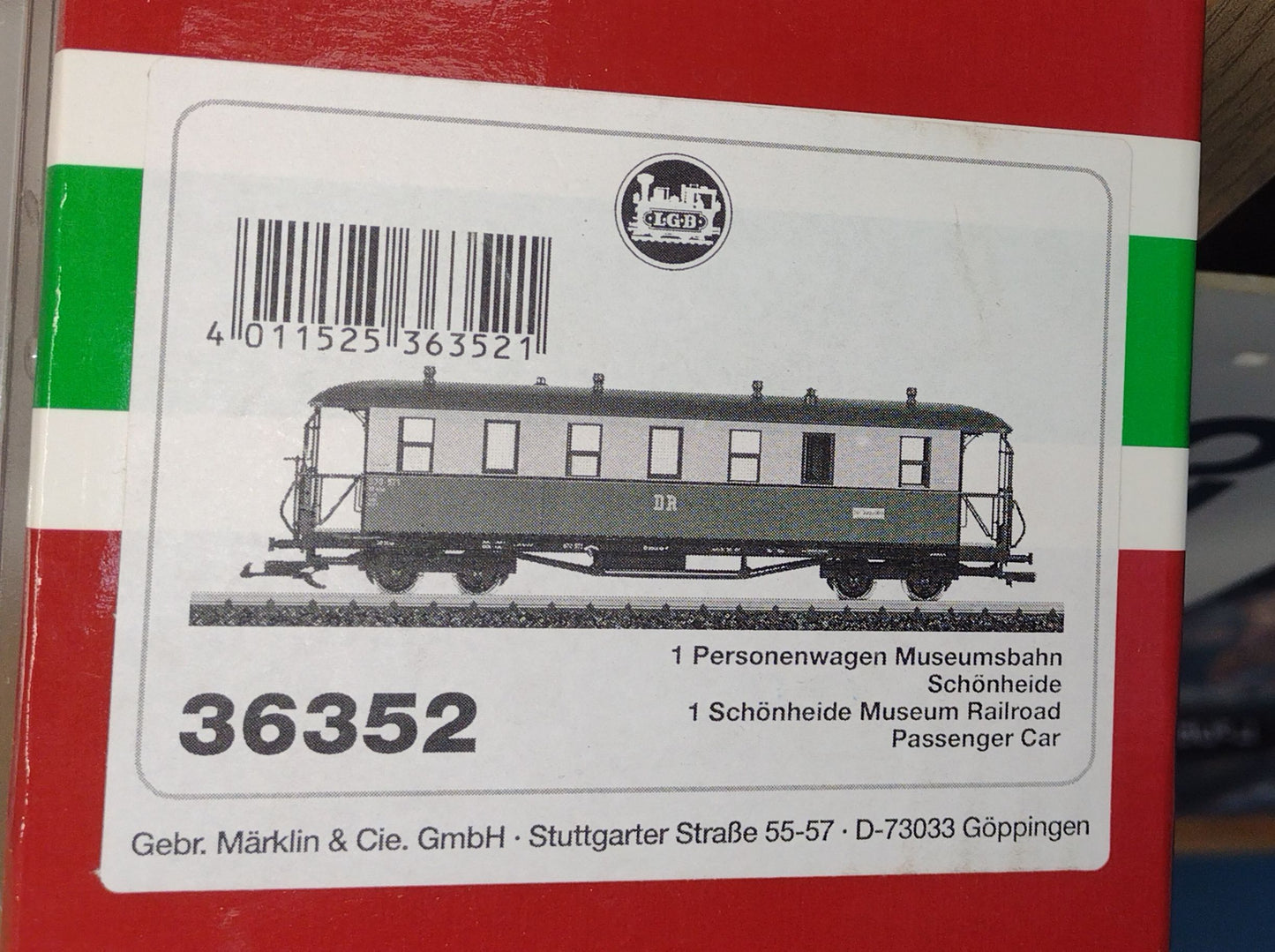LGB G Scale Schönheide Museum Railroad Passenger Car 36352 (second Hand)