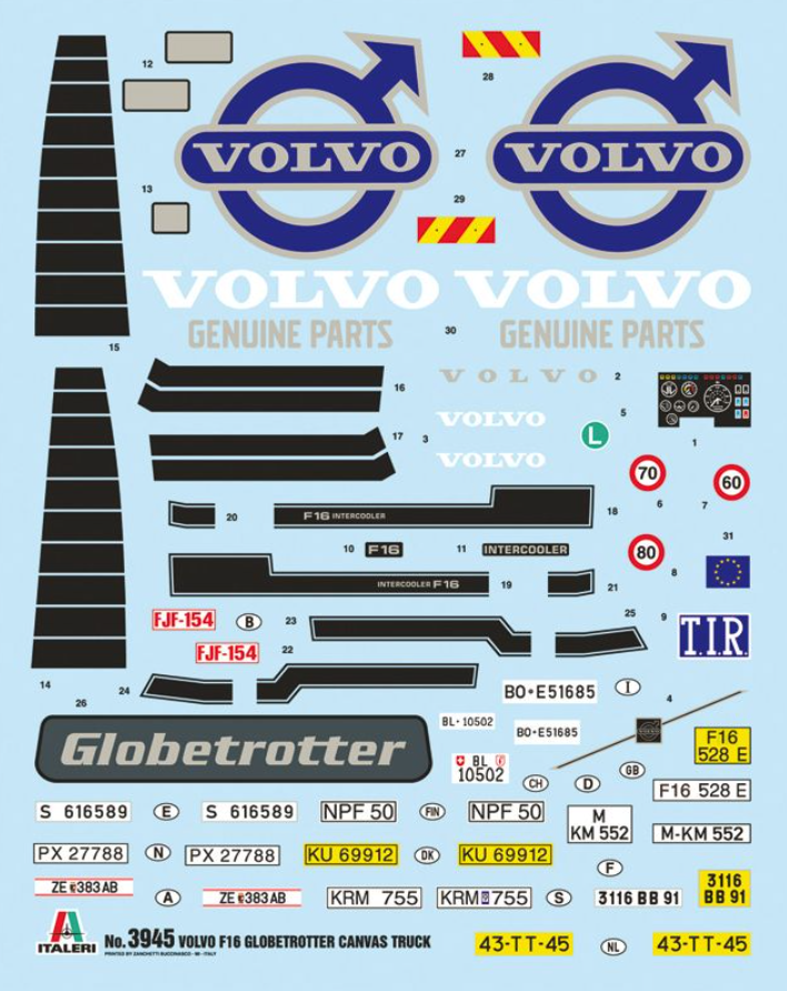 Italeri 1/24 VOLVO F16 Globetrotter Canvas Truck with Elevator - 3945