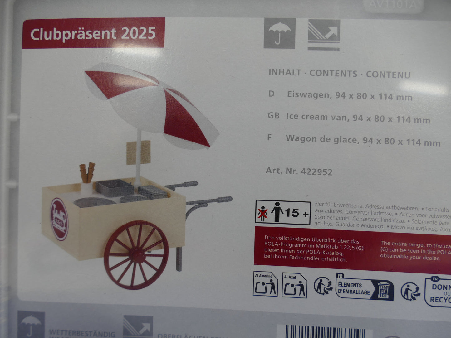 LGB Club Model - Ice Cream Trolley