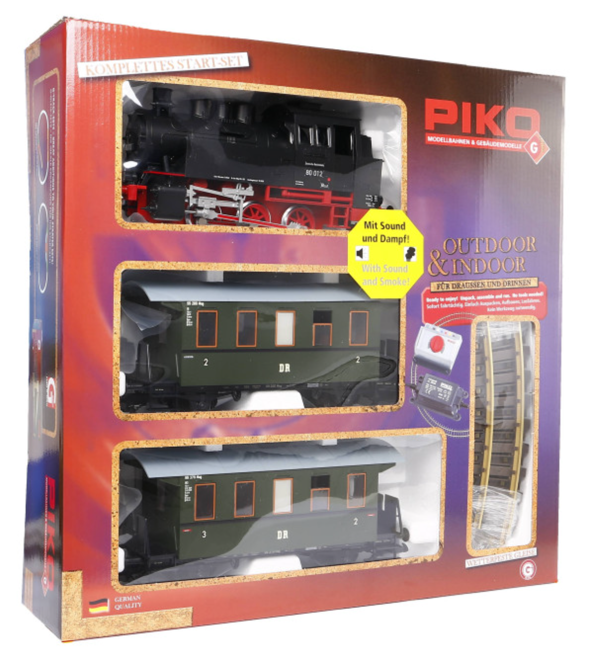 PIKO G - Passenger Train Br 80 Starter Set ( Incl. Sound + Steam) - 37125.