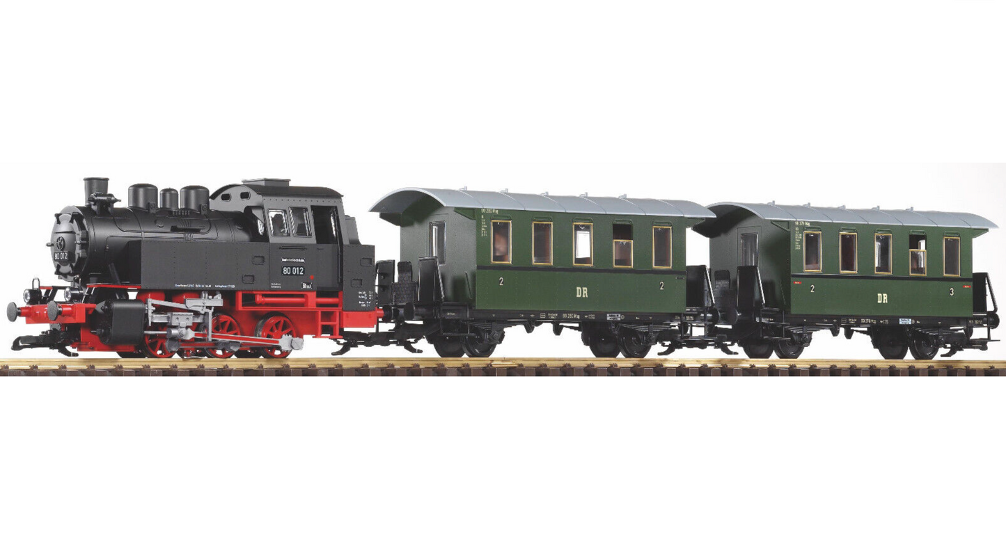 PIKO G - Passenger Train Br 80 Starter Set ( Incl. Sound + Steam) - 37125.
