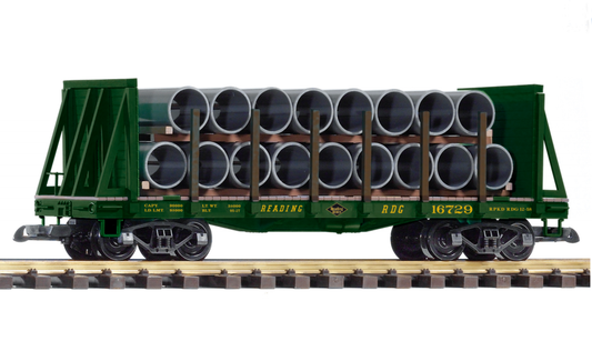 PIKO G Scale RDG Bulkhead Flat Wagon with Pipe Load - 38756