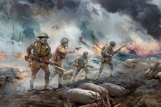 British Infantry in Gas Masks (1917) 4 Figures- ICM35703