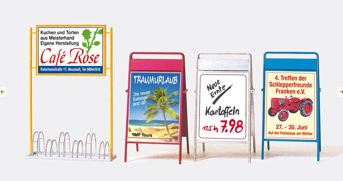 Preiser 45221 Bicycle Stand/Advertising Boards Kit