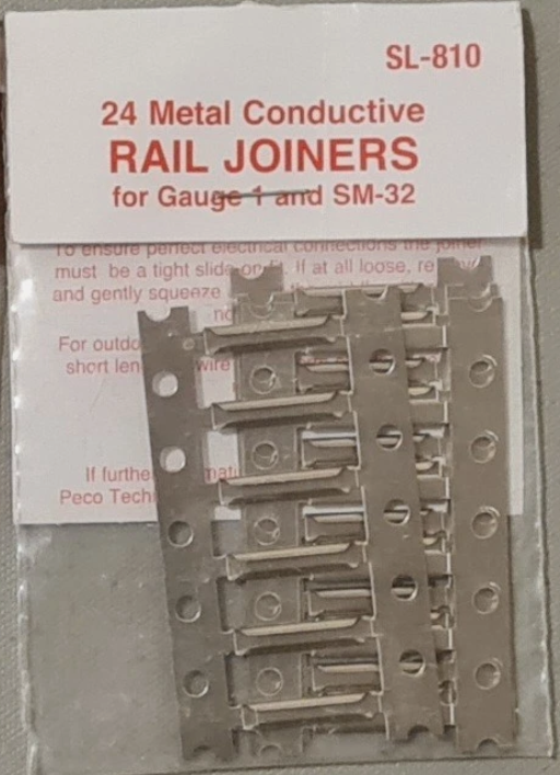 SL-810 Pack Of 24 Metal Conductive Rail Joiners For Gauge 1 and SM-32