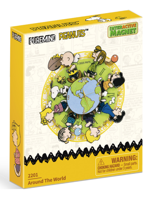 Puremind - Peanuts™ Magnetic Around the World Wooden Clock
