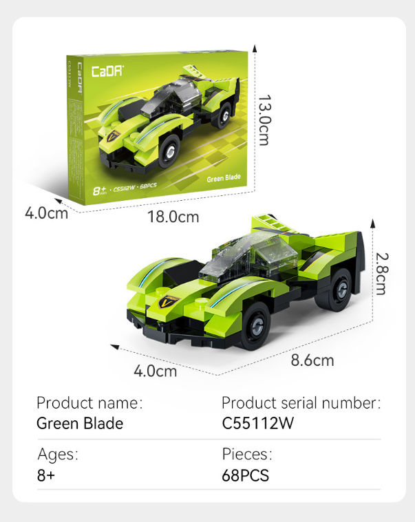 Mini Green Blade Sports Car - 68 pcs C55112W
