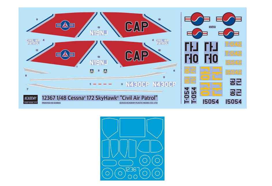 Academy 1:48 US Civil Air Patrol Cessna 172 Skyhawk Light Aircraft