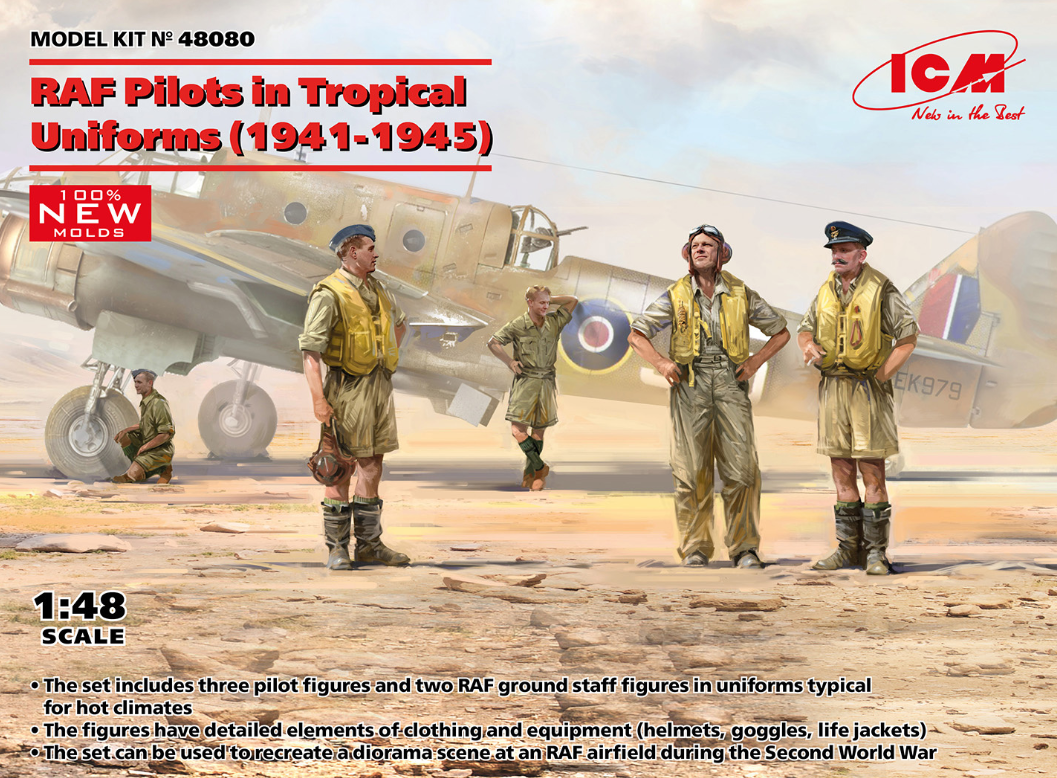 RAF Pilots In Tropical Uniforms (1941-1945) 5 Figures - ICM48080