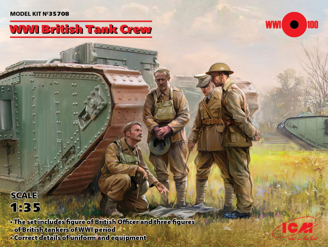 WWI British Tank Crew 4 Figures - ICM35708