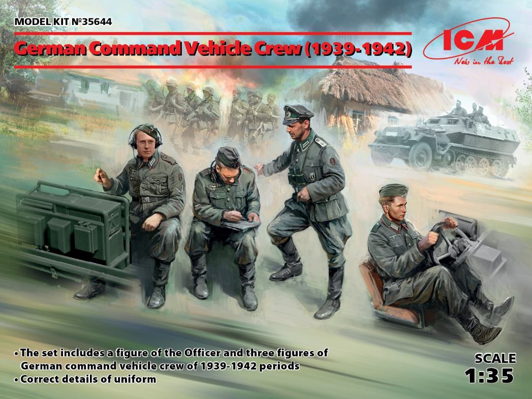 German Command Vehicle Crew (1939-1942) 4 Figures - ICM35644