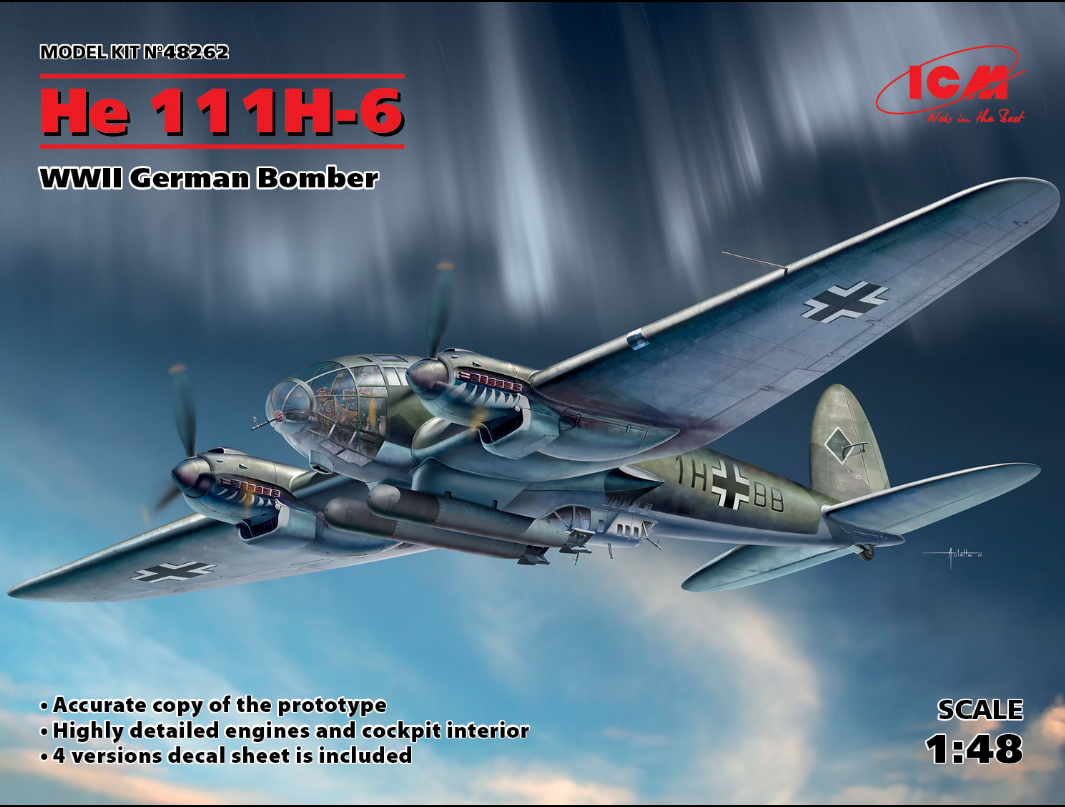 He 111H-6, WWII German Bomber 1/48 - ICM48262