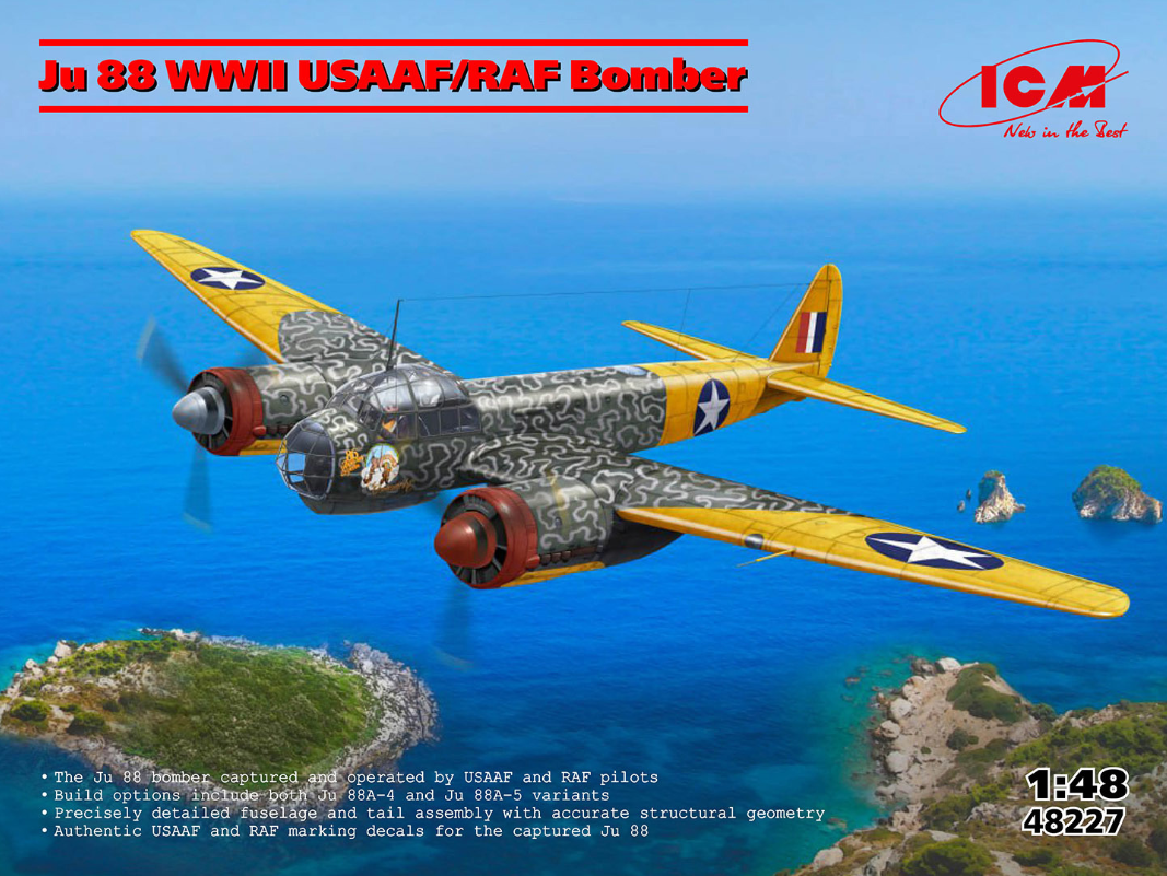 Ju 88 WWII USAAF/RAF Bomber 1/48 - ICM48227