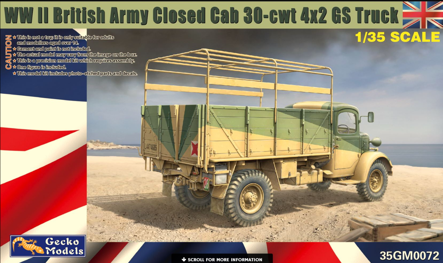 GECKO MODELS UK CORE RANGE 35GM0072 1/35 WWII British Closed Cab 30-cwt 4×2 TRUCK