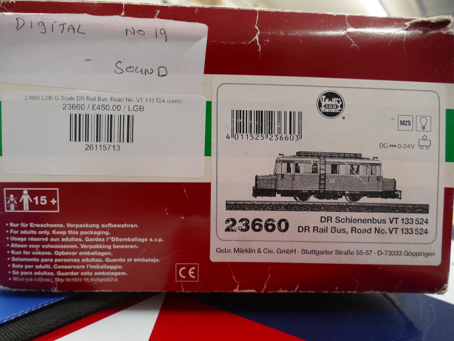 23660 LGB G Scale DR Rail Bus, Road No. VT 133 524 (used)