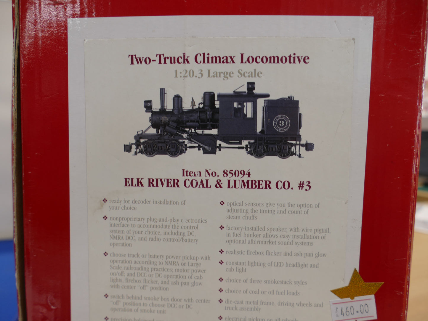 Bachmann Spectrum G Scale - Climax Two-Truck - Elk River Coal & Lumber (used)