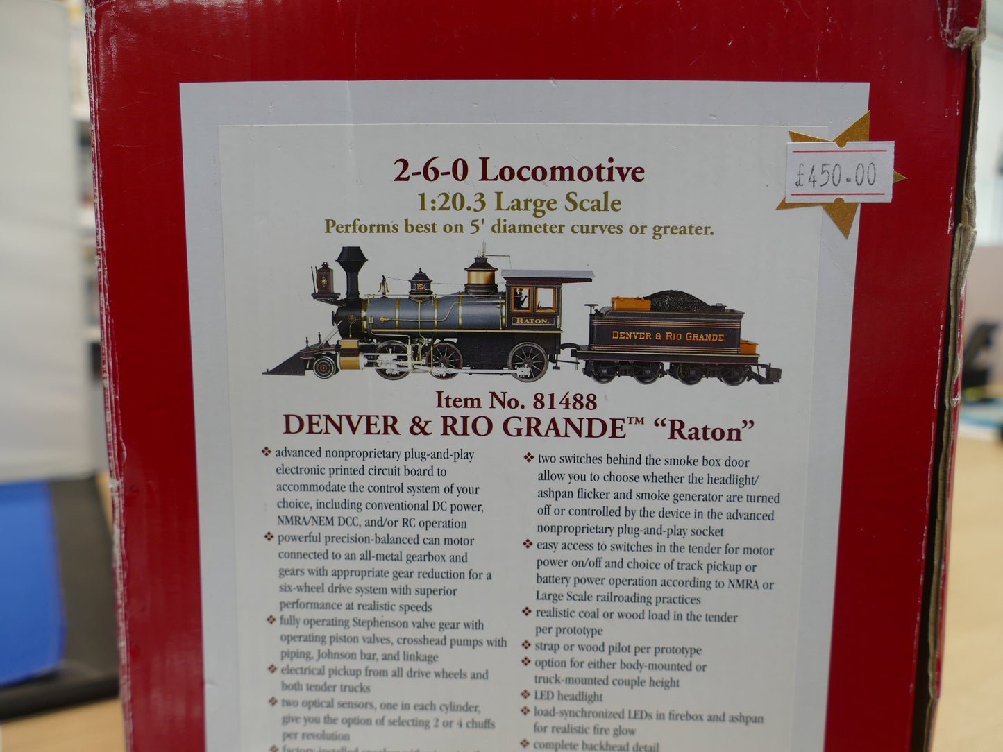 Bachmann Spectrum G Scale - D&RG 2-6-0 Locomotive (used)
