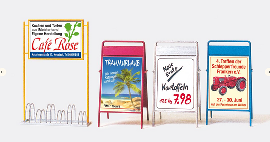 Preiser 45221 Bicycle Stand/Advertising Boards Kit