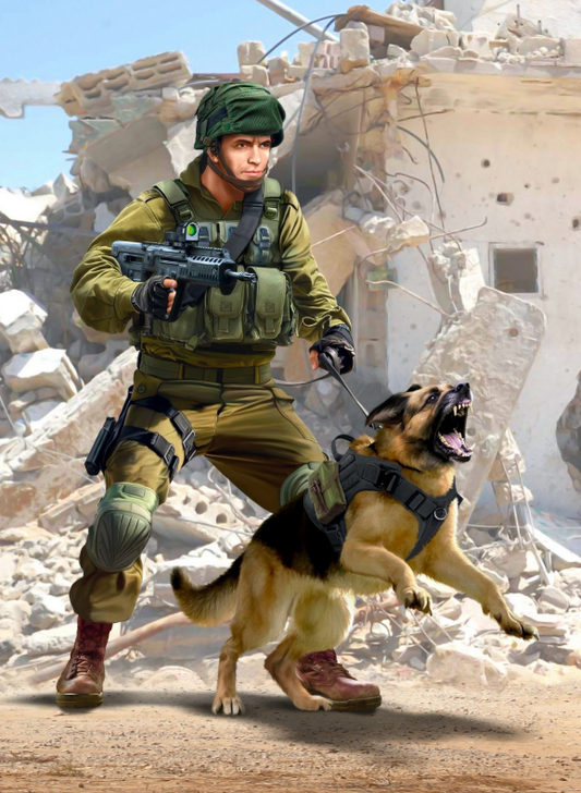 IDF K-9 Unitz "OKETZ" Officer with Dog 1:16 Figures