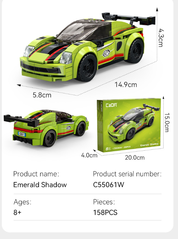 Cada Emerald Shadow Sprint Racing Car - 158 pcs