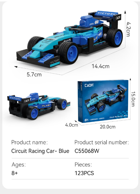 Cada Blue Circuit Racing Car - 123 pcs