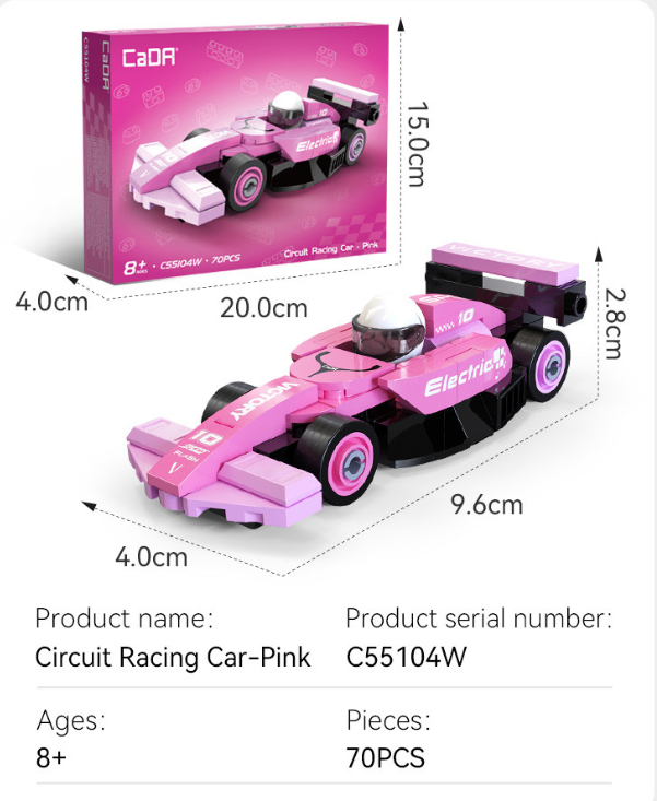 Cada Mini Pink Circuit Racing Car - 70 pcs