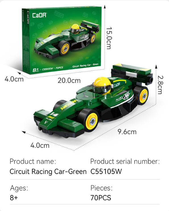 Cada Mini Green Circuit Racing Car - 70 pcs