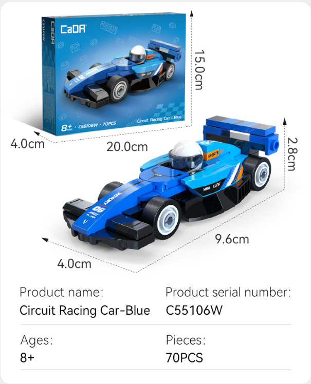 Cada Mini Blue Circuit Racing Car - 70 pcs