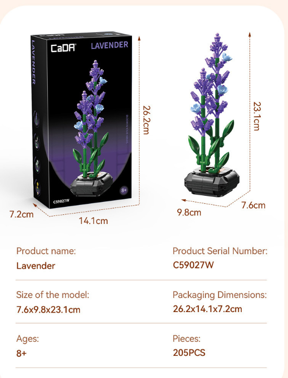 Cada Lavender Building Block Planter - 205 pcs