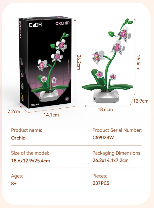 Cada Orchid Building Block Planter - 237 pcs