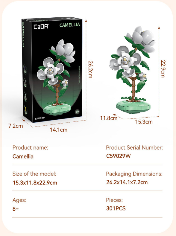 Cada Camellia Building Block Planter - 301 pcs