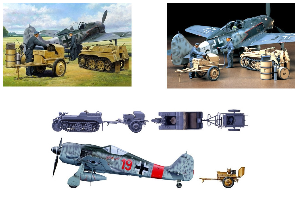 Tamiya - 1/48 German Aircraft Power Supply Unit & Kettenkraftrad Set