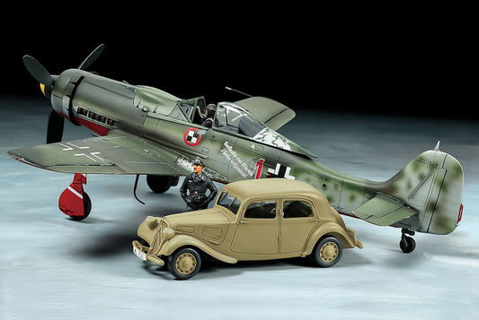 TAMIYA 1/48 Fw190 D-9 JV44 Aircraft & 11CV Staff Car Set