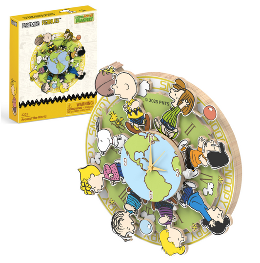 Puremind - Peanuts™ Magnetic Around the World Wooden Clock