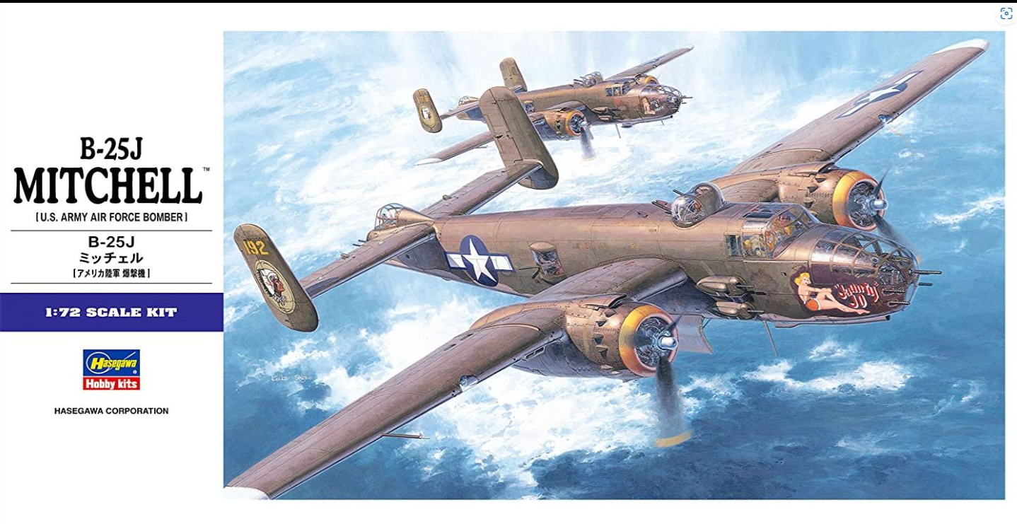 Hasegawa SALE 1:72 USAAF North American B-25J Mitchell Bomber