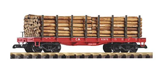 PIKO G Scale CN Flatcar 92675 w/Log Load