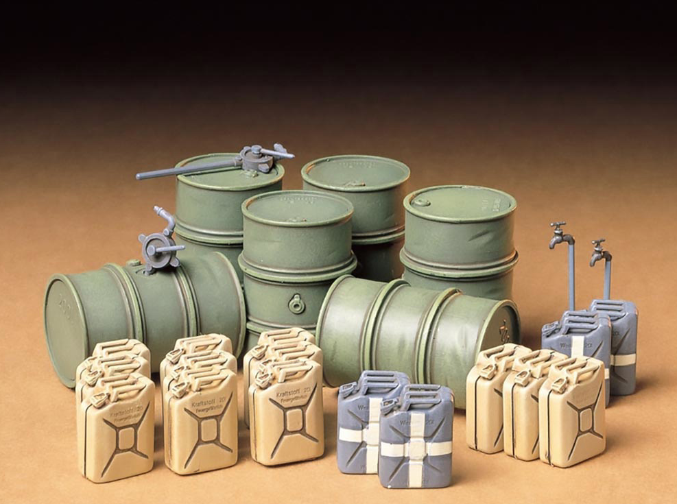 Tamiya - German Fuel Drums & Jerry Cans Set Item No. 35186