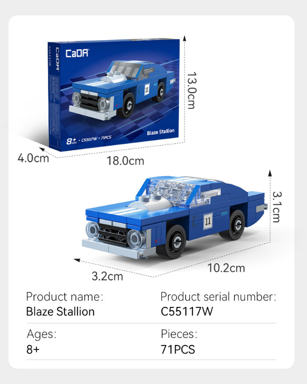 Mini Blaze Stallion Muscle Car - 71 pcs C55117W
