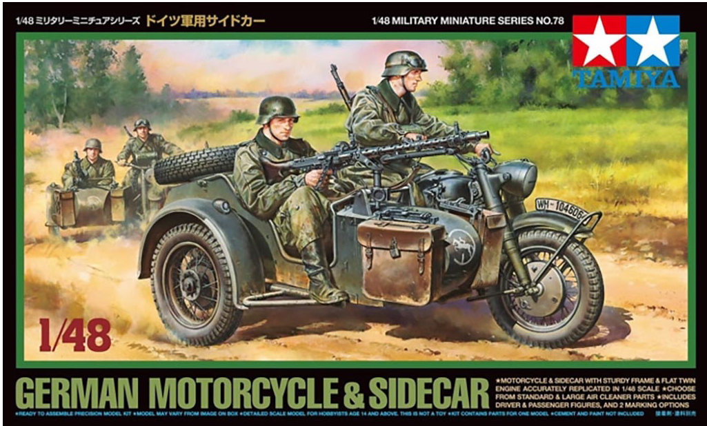 TAMIYA 1/48 GERMAN MOTORCYCLE/SIDECAR