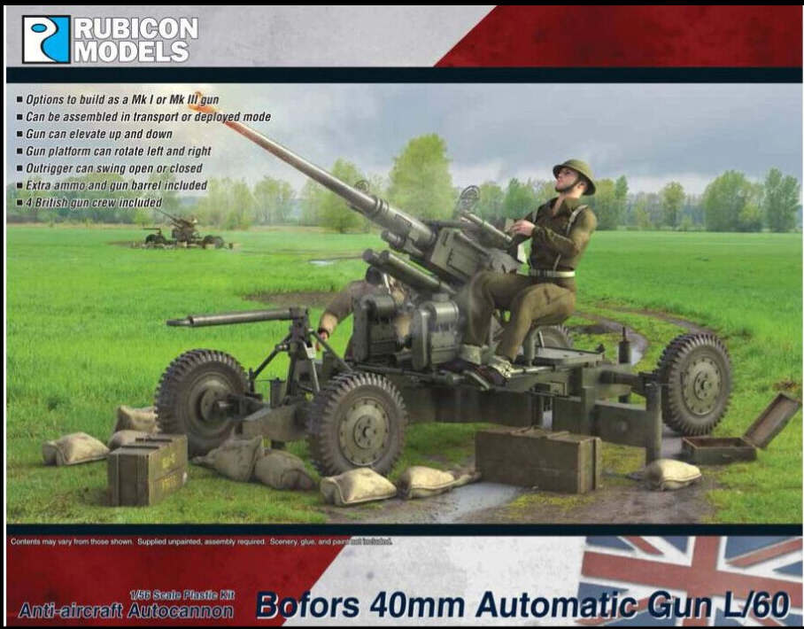 Rubicon Models 280123 1/56 British 40mm Bofors Automatic Gun Mk I/III