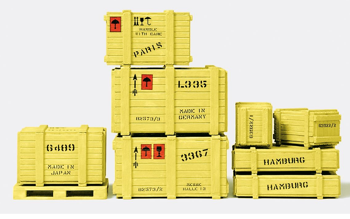 Preiser 45200 Crates (8) and Pallet Kit