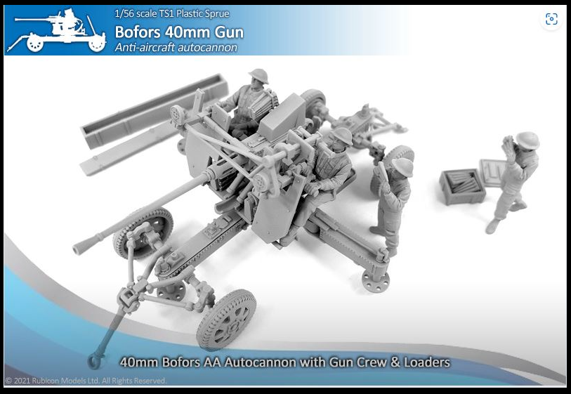 Rubicon Models 280123 1/56 British 40mm Bofors Automatic Gun Mk I/III