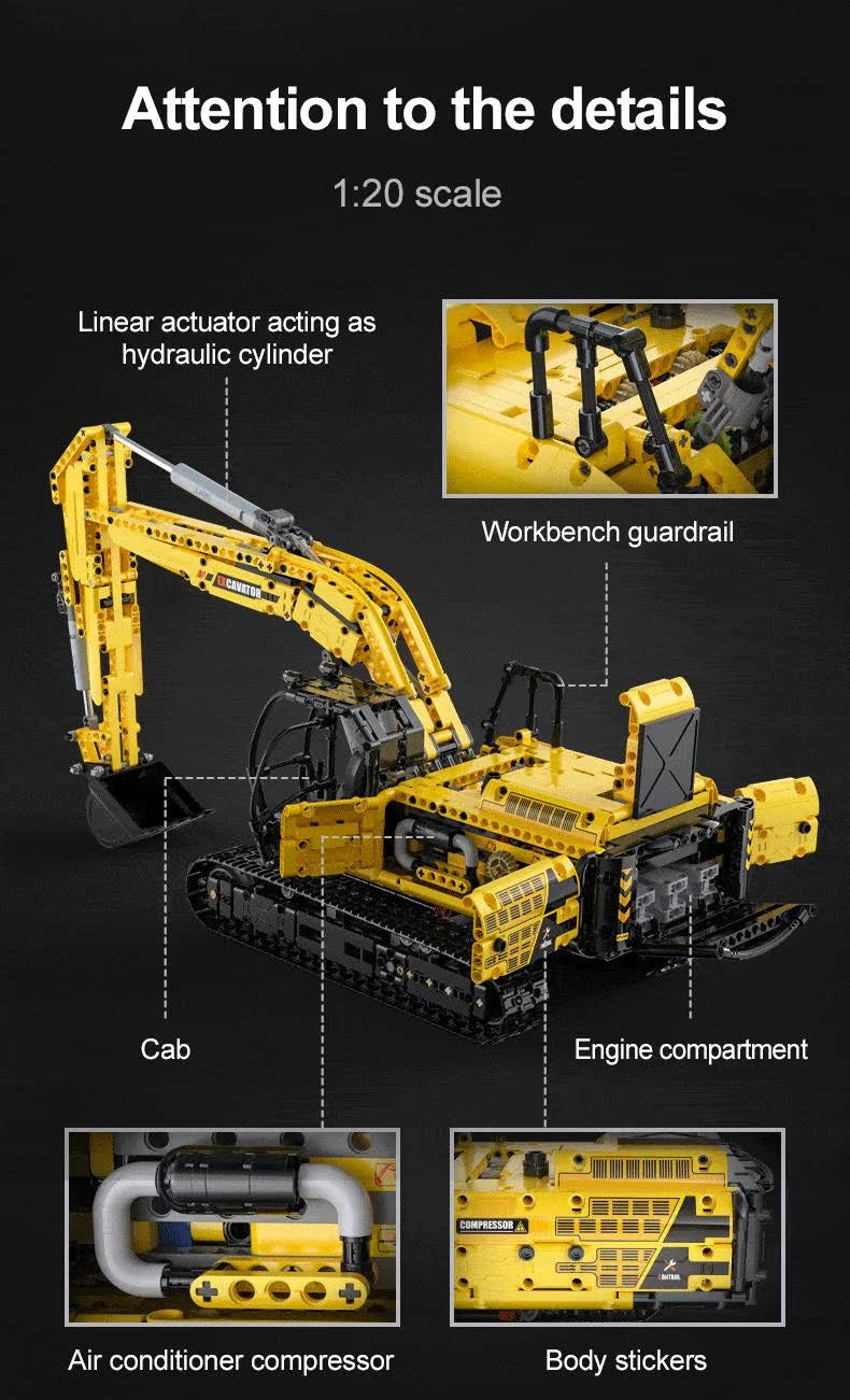 Fully Functional Excavator RC brick model kit - 1702pcs - C61082W